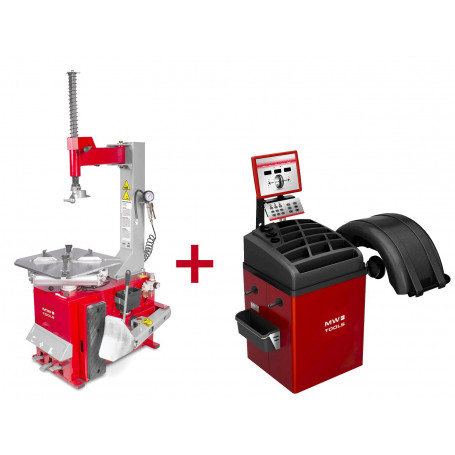 Pack Démonte-Pneu Bt100 3x380v et Équilibreuse de Roues Bb350 220v Mw Tools