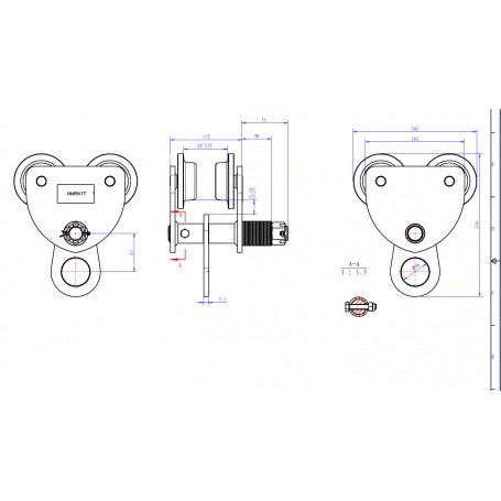 Chariot 1 Tonne pour la Fixation de Palans à Chaîne Mw Tools Hnrk1t – Image 3
