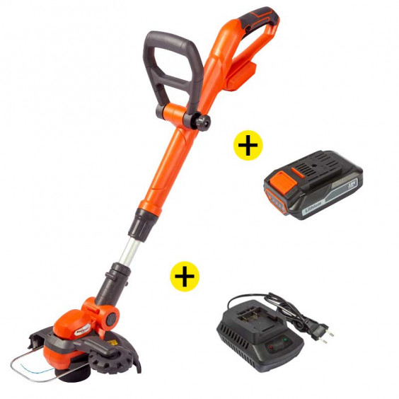 Coupe-Bordure sans Fil 18v Li-Ion + Batterie 18v 2ah + Chargeur Rapide 18v Korman