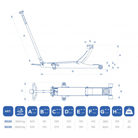 Cric Hydraulique 2 T Extra Long et Bas – Image 2