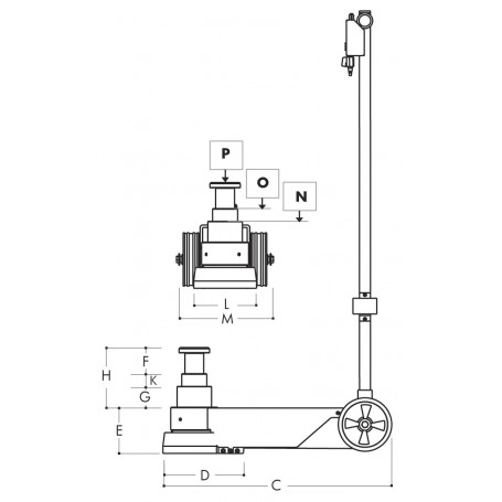 Cric Hydropneumatique Étroit et Court 60 T Yak – Image 2