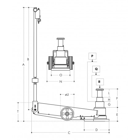 Cric Hydropneumatique 60 T Cylindre Double Yak – Image 2