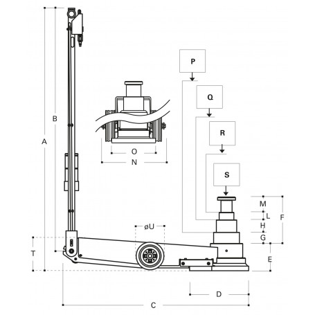 Cric Hydropneumatique 80 T Quadruple Cylindre Cattini – Image 2