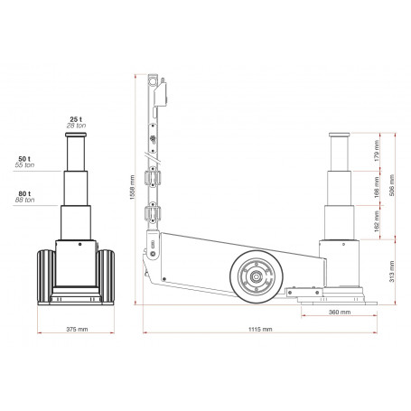 Cric Hydropneumatique 80 T Triple Cylindre Cattini – Image 2
