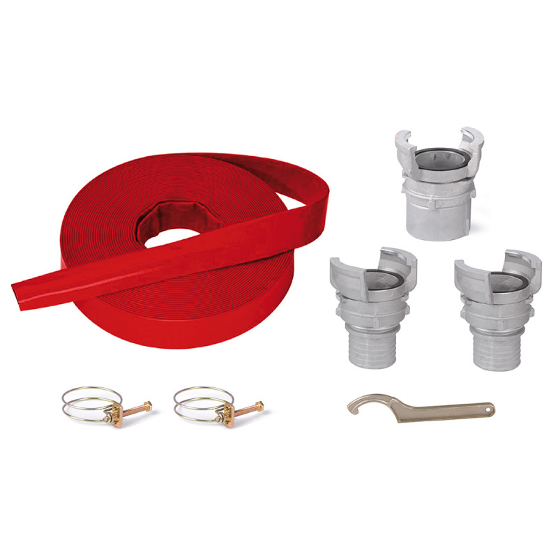 Pack Motopompe Thermique 4t 196cc 30 M³/h Steiner + Tuyau de Refoulement Plat 20m Ø50mm + Raccords Korman – Image 3