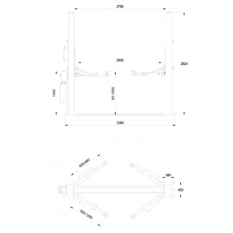Pont Élévateur à 2 Colonnes 4t 400v Déverrouillage Automatique Hauteur 1930mm Mw Tools Hb240 – Image 9