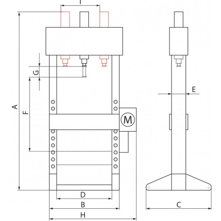 Presse Hydraulique D'atelier Manuelle 50 T Metallkraft – Image 2