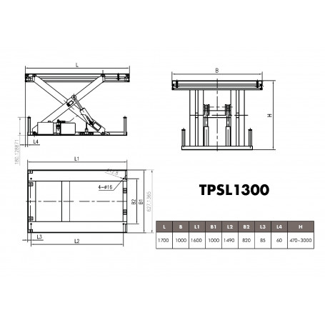 Table Élévatrice à Ciseaux 3000mm 1000kg 230v Mw Tools – Image 4