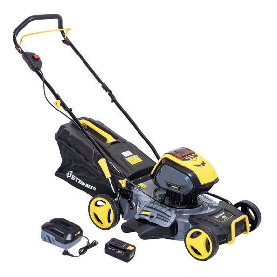 Tondeuse sur Batterie Poussée 4 en 1 Mulching 40v 46cm + 1 Batterie 4ah + 1 Chargeur Steiner
